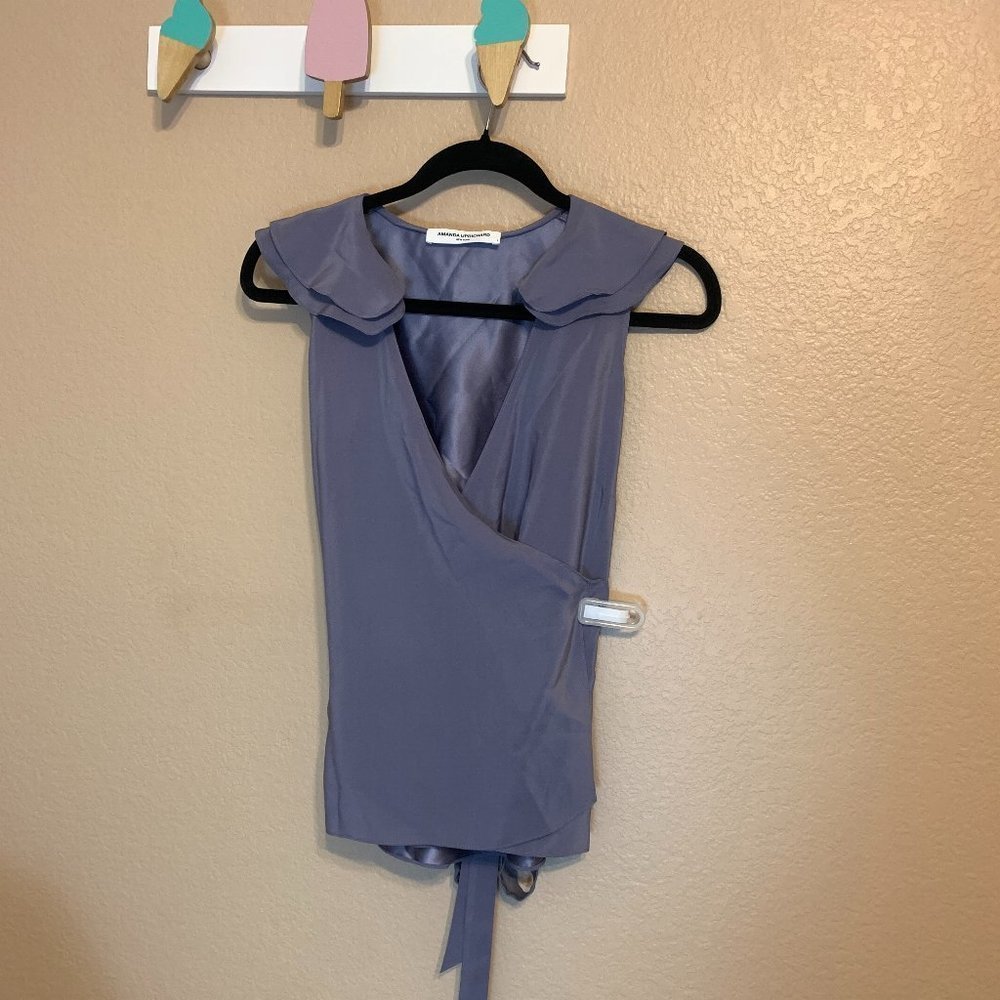 Amanda Uprichard Lavender Silk Blouse, Sleeveless, Size Small